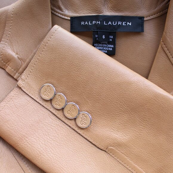 RALPH LAUREN black label Collection leather tan Blazer sports coat Dress Jacket - Picture 9 of 10